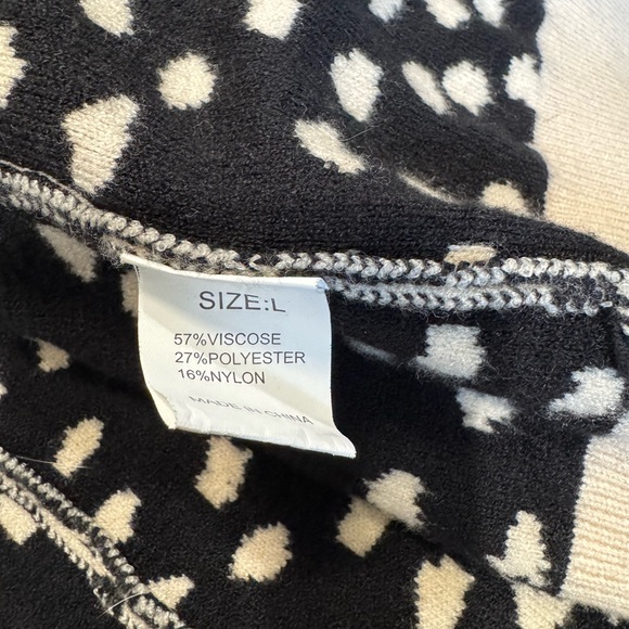 Spotted Open-Front Long Cardigan in Cream and Black #235 - Picture 3 of 3